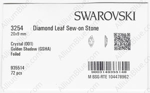 SWAROVSKI 3254 20X9MM CRYSTAL GOL.SHADOW F factory pack
