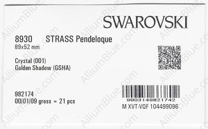 SWAROVSKI 8930 89X52MM CRYSTAL GOL.SHADOW B factory pack