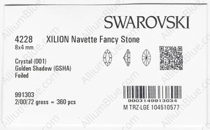 SWAROVSKI 4228 8X4MM CRYSTAL GOL.SHADOW F factory pack