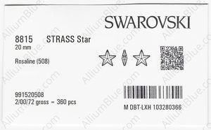 SWAROVSKI 8815 20MM ROSALINE B factory pack