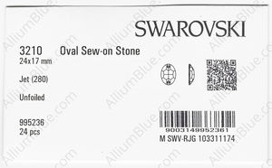 SWAROVSKI 3210 24X17MM JET factory pack